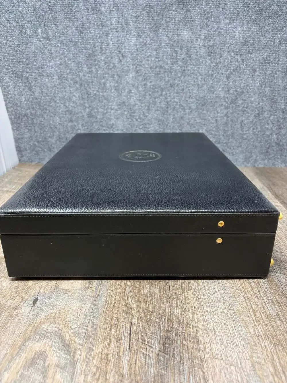 Gianni Versace Vintage Medusa Embossed Black Leather Hard Case Briefcase-Luxury